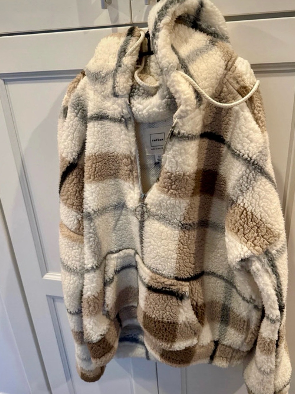 Reflex Cream and Brown Plush Sherpa Hoodie